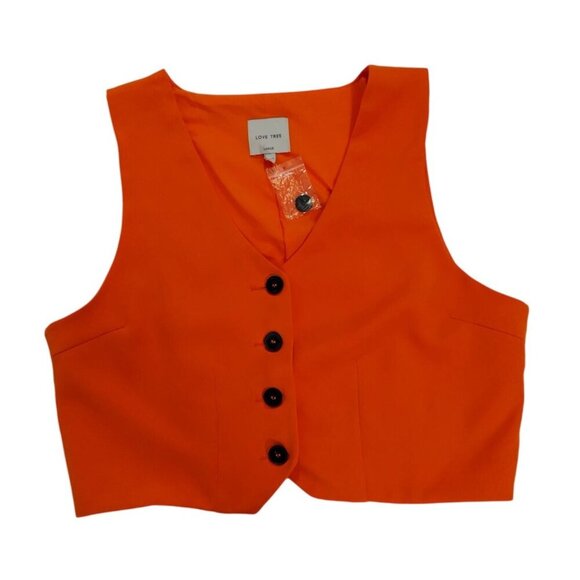 Love Tree Womens Orange Button-Up Vest Size Large With Extra Button. NWT - Picture 4 of 6